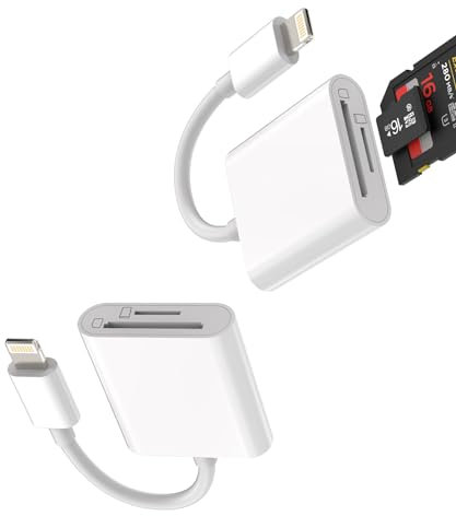Adattatore Lightning Jack Card Reader 2 in 1 (2 Pack) Lettore Schede SD Micro SD Chiavetta Scaricare Foto Accessori per Apple Iphone 14 13 12 11 Pro Max 7 8 Plus X SE per iPad Air Tablet Convertitore