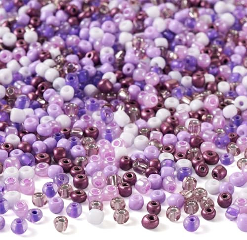 Craftdady 480 cuentas moradas de cristal de 4 mm, color opaco, espaciadores de cuentas de cristal checo, color lila, blanco, para manualidades, pulseras, collares, bisutería