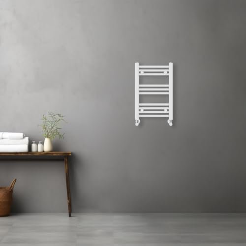 Warmehaus Toallero de baño recto contemporáneo con calefacción, radiador, 600 x 400 mm, color blanco