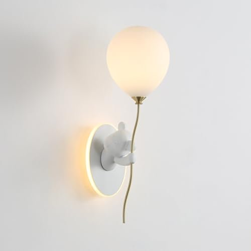 YFMYY Kreative Cartoon-Bär-Wandleuchte, Moderne Ballon-Glas-Wandlampe mit Harzpuppen-Dekorationsbeleuchtungskörpern, Wandleuchte für den Innenbereich für Kinderzimmer, Schlafzimmer, Nachttisch
