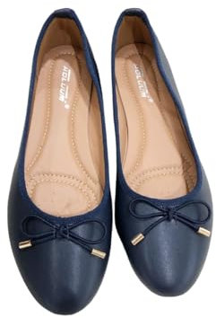 Ladies Flat Ballet Ballerina Pumps Plain Womans Work School Dolly Shoes SZ 3-8 (Blue, UK Footwear Size System, Adult, Women, Numeric, Medium, 7)