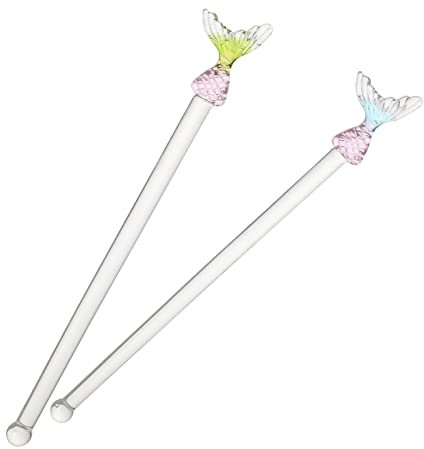 Hoement Cocktail-Rührstäbchen-Set 2-teilig Glas-Rührstäbchen eleganter Rührer für zu Hause für Eisbecher und Mixgetränke