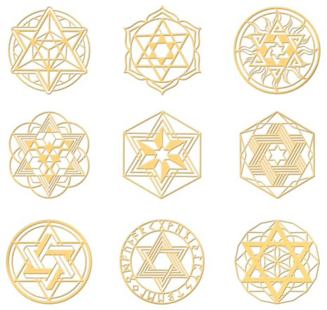 OLYCRAFT 9 Stück 4x4cm Goldene Metallaufkleber Davidstern Metallaufkleber Selbstklebende Aufkleber Symbolisches Thema Epoxidaufkleber Sternpyramidenaufkleber Für DIY Scrapbooks Epoxidharz Dekoration