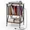 GOPLUS Meuble Vinyle Platine à 3 Niveaux avec Station de Charge, roulettes Verrouillables, Cadre en Métal, Table d'Appoint pour 250 Vinyles pour Salon, Bureau, 52x45x75cm (Marron Rustique)