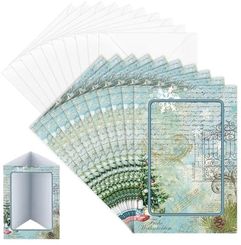 Ideen mit Herz Motiv-Grußkarten Set | 11,5 cm x 16,5 cm | inkl. Umschläge | Weihnachtszeit, Advent, Winter | 20-teilig (Winter 1)