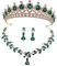 MOBUTOFU 1 Satz Krone Halskette Ohrringe Halskette mit Strasssteinen Braut Kopfschmuck christmas-decorations decoratiuni craciun Diademe für Frauen Hochzeitsdiademe für die Braut Green