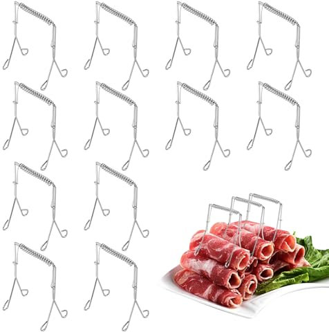 IETWATE Pack of 12 stainless steel roulade clips, reusable roller blind clamps, roulade clips as a perfect alternative to roulade needles, cabbage roll clips for cooking, barbecuing