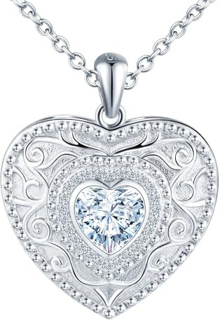 MICYUMI Damen Herz Foto Medaillon Halskette 925 Sterling Silber Herz Kette Cubic Zirkonia Anhänger