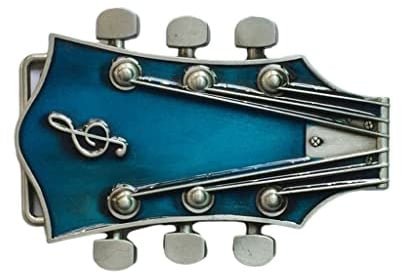 GANYKQ Vintage Metall Gitarre Form Gürtelschnalle zarte Gürtelschnalle Bund Zubehör Western Rock, Blau, Wie Beschrieben
