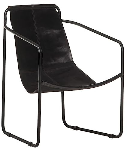 KATERYY Sessel Schwarz Echtleder,VintageLedersessel aus Echtleder mit schwarzem Finish, ideal für Wohnzimmer und Schlafzimmer Wohnzimmer, Sessel