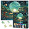 Planet Puzzles Lush Green Trees and Vast Solar System Puzzle for Adults 1000 Pieces Planet Teeming with Life Jigsaw Puzzles 1000 Pieces, Nature Puzzle, 19.5 x 27.5 Inch