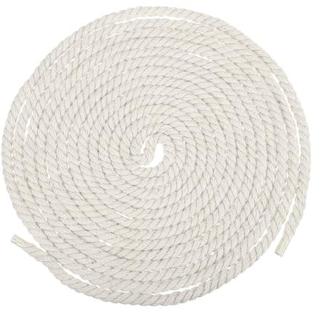 QUARKZMAN 6mm x 16.4 Pieds Corde De Coton Blanc, Ligne À Linge Extérieure À 3 Brins, Corde Tressée Épaisse Macramé pour Suspendu Murale DIY, Porte-Plante, Nœud, Ligne À Linge