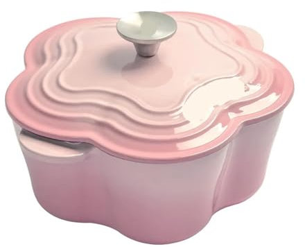 CVNIMV Cocotte en Fonte émaillée de 20 cm avec Couvercle pour Toutes Sources de Chaleur (Rose)