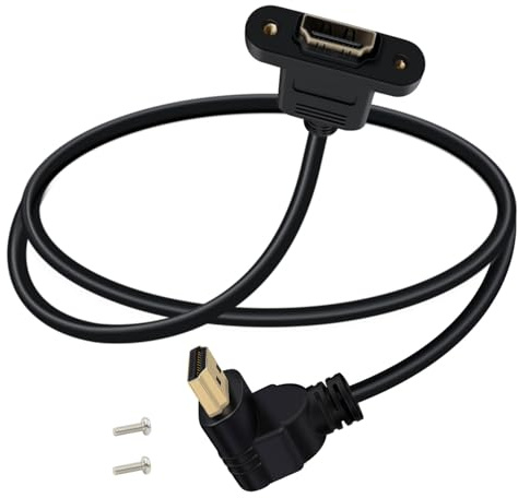 YINGAYOU Cavo HDMI Pannello 4K @60Hz 10 Gbps 90 Gradi Prolunga HDMI con Pannello per Computer Portatile, TV HD, Blu Ray (Su, 0.5 m)