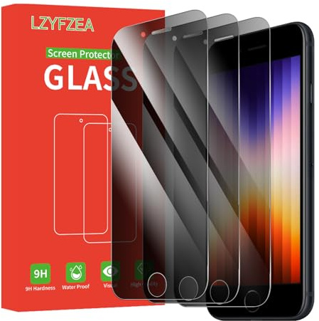 LZYFZEA 3-Pack Privacy Screen Protector for iPhone SE 2020 SE 2022/678，Anti-Spy Tempered Glass Film,HD Clear,Anti-Scratch,Case Friendly