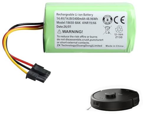 Batería de Repuesto de Iones de Litio de 14,4 V 3400 mAh Compatible con Aspiradora Robot Eufy L60/ L60 SES/Hybrid/ L50/ L50 SES, Robot Aspirador, Batería de Larga Duración, Gran Capacidad