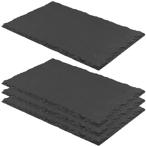 Lot de 4 assiettes rectangulaires en ardoise - 30 x 20 cm