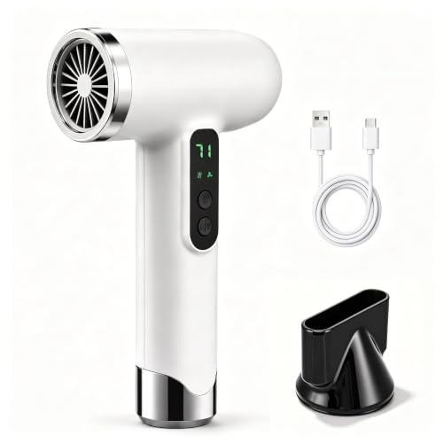 Cordless Hair Dryer, 15000mAh Rechargeable Battery, 3 Speeds&3 Temperatures | Cordless Rechargeable Hair Dryer 200W, USB Type-C Charging, Lightweight Compact Travel Dryer for Travel, Camping, and RV.
