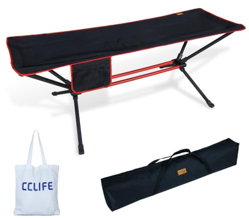 CCLIFE Camping Hängematte mit Gestell bis 80 kg Rot | Kohlefaser-Gestell, 900D Oxford mit PU-Beschichtung, 200 x 70 cm Liegefläche, Tragetasche für Camping Garten Strand