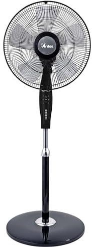 ARDES - AR5S40PBR Ventilador de Pedestal con Telemando y Temporizador Silencioso y Potente 5 Aspas 40 cm Oscilatorio con Altura e Inclinación Regulable Ventilador de Pie Ardes 3 Velocidades