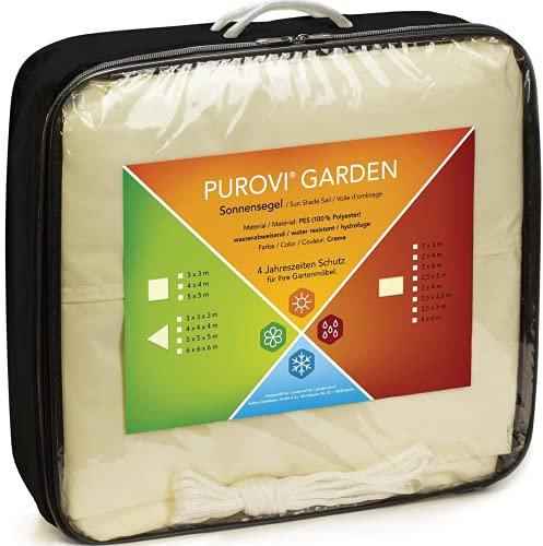 Purovi Tenda da Sole per Esterno - Telo Ombreggiante Impermeabile, 3 x 3m - Vela Parasole per Giardino, Terrazzo e Piscina - Copertura con Anelli Rettangolare