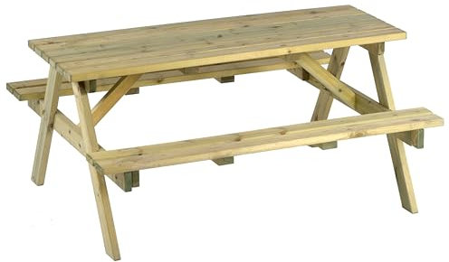 BrackenStyle Chester 6 Seat Picnic Table - A Frame Pub Bench Outdoor Garden Seating - 150cm Length (Green Pine)