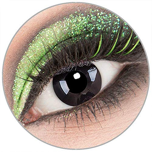 Farbige weiße 'BlackOut' Kontaktlinsen mit Stärke -5,50 1 Paar Crazy Fun Kontaktlinsen mit Behälter zu Fasching Karneval Halloween - Topqualität von 'Giftauge'