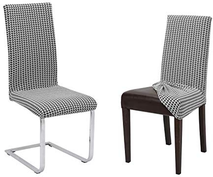BEAUTEX Stuhlhusse Stretch Stuhl & Schwingstuhl 1er Set Antonella Weiß | 60% Baumwolle, 38% Polyester, 2% Elasthan, 240 g/m², Rundum-Gummizug, 30 °C waschbar, faltenarm, formstabil & langlebig