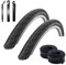 2 x Schwalbe Delta Cruiser Fahrradreifen Fahrradmantel in Schwarz 37-590 (26 x 1 3/8) + 2 Schwalbe Schläuche DV12 inkl. 3 Reifenheber