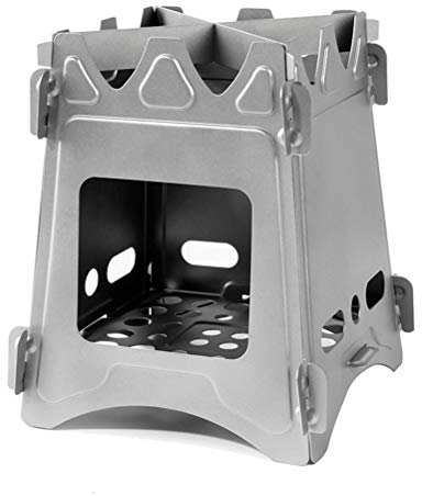 ZXLLAFT Estufa de Leña de Titanio, Estufa de Barbacoa para Acampar al Aire Libre, Estufa Plegable Portátil al Aire Libre, Quema para Mochilero Supervivencia Cocina Picnic Hunting,S