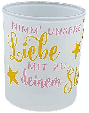 Teelicht für Sternenkinder Trauer Kerze Trost Schutzengel mit Spruch Fehlgeburt Geschenk (Rosa-1)