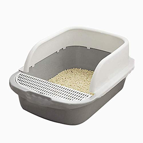 Katzentoilette Katzentoilette Anti-Spritzwasser Rutschfest, Haustiere Training Hochseitiger Rand Klo, Katzensandbecken Halbgeschlossene Hochzaun Anti-Geruch Anti-Spritzwasser Kann Haustier-Toilette