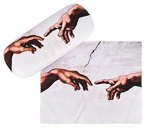 VON LILIENFELD Brillenetui Michelangelo: Die Erschaffung Adams Kunst Motiv Etui Brille Mikrofaser Brillenputztuch Brillenbox Stabiles Hardcase Set mit Stoff bezogen