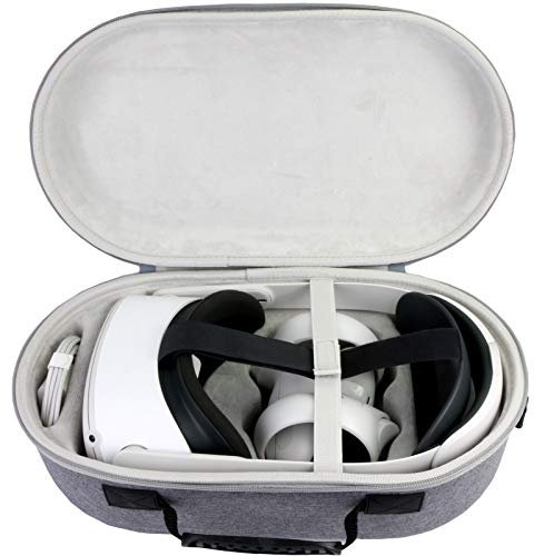 Aenllosi Hard Carrying Case Storage Box for Meta/Oculus Quest 2/Quest 3/PICO 4 VR Headset and Elite Strap (only case) (Gray White)