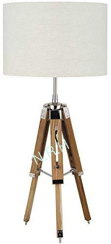 Nautical Replica Hub Natural Lifestyle Wood Tripod Table Lamp Base, (Without Shade)