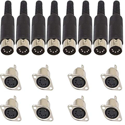 RUNCCI-YUN 16pcs 5 Broches connecteur DIN mâle vers Femelle,Audio Vidéo connecteur DIN,souder DIN connecteur, pour HiFi Haut-Parleur,Ordinateur Claviers Souris