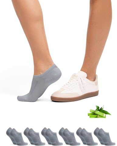 DANISH ENDURANCE 6 Paar Bambus Füßlinge, Unsichtbare Sommer Sneaker-Socken, Unisex, für Damen & Herren, Grau, 35-38