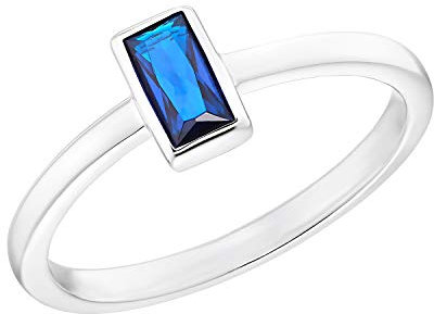 s.Oliver Ring 925 Sterling Silber Damen Ringe, mit Zirkonia synth., Blau, Kommt in Schmuck Geschenk Box, 2031444
