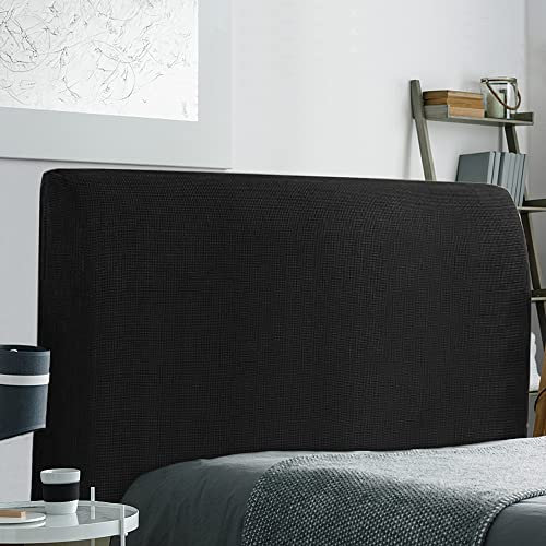 TIANSHU Stretch-Bettkopfteilbezüge Kopfteilbezug Wandschutz Dehnbare Staubdichter Bettkopfschutzbezug für Schlafzimmerdekoration (Länge 180 cm-205 cm, Schwarz)