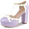Allegra K Women's Platform Bow T Strap Chunky Heels Pumps Purple 7 UK/Label Size 9 US