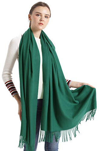 vimate Deckenschal Schal, Einfarbig Jasper Atrovirens Kaschmir Pashmina Schals und Tücher für Damen (DE-Atrovirens)