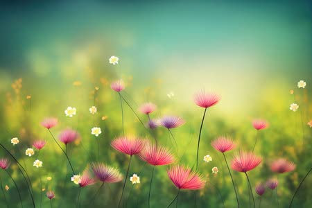 adrium Tableau en bois 110 x 70 cm : fond podium de beauté naturelle 3D avec fond de champ de fleurs sauvages (192715662)
