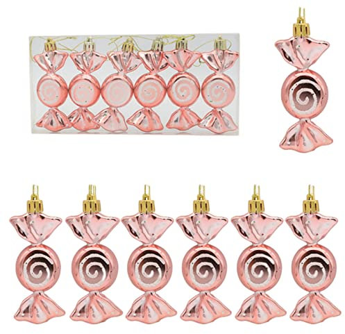 TOBILE Décorations de Noël Pendentif de Noël galvanoplastie Bonbons Boule de Noël Ornements de sapin de Noël Décoration d'intérieur Cadeau - Bonbon or rose A
