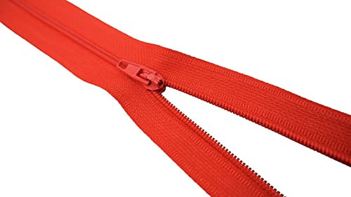 King of Trade Reißverschluss Nylon Schiene 4 mm Nicht teilbar fein Zipper 35 cm 3# Rot