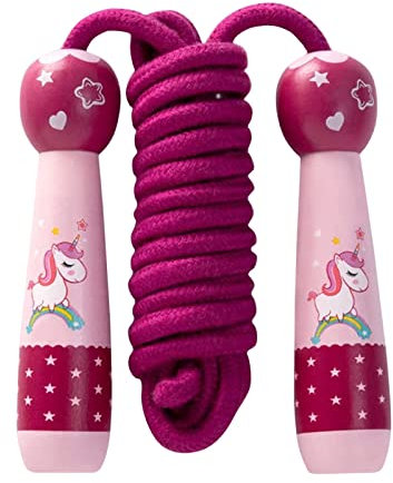 Corde à Sauter Enfants Avec Poignée En Bois Cartoon, Licorne Speed Rope, Corde En Coton Réglable Pour Garçons Et Filles, Entraînement Sportif