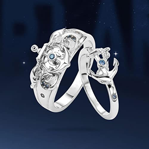 XJruixi Game Azur Lane Ring Unisex Adjustable Couple Shipworks Logo Boat Anchor Cosplay Rings Accessories Jewelry Gift