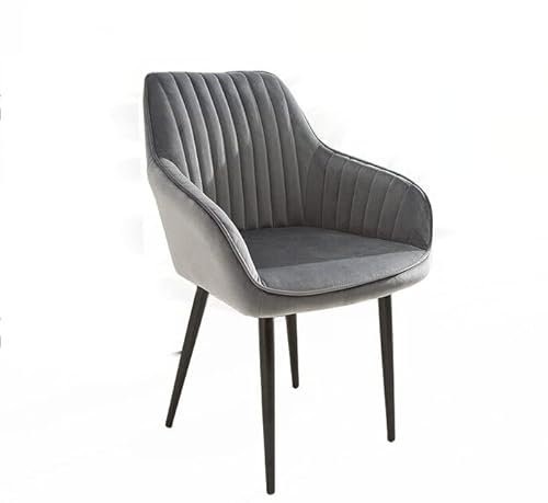 Bador Decoration Stuhl Samt Grau Beine Schwarz Esszimmerstühle Polsterstuhl Armlehnstuhl
