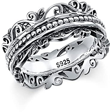 Meditations Spinner Ringe 925 Sterling Silber Rebe Fidget Ringe für Angst ADHS Ring Anti Stress Stimmung Ringe Angst Stressabbau Schmuck Geschenke für Damen (59 (18.9))