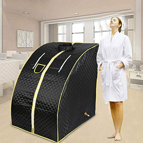Sauna pliable cabine à chaleur Thérapeutique Spa 1000W Sauna à Vapeur,Sauna e portable,Personal Spa at home avec le contrôleur de température à distance,76 * 88 * 99cm (Noir)
