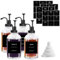 sunal Kaffee Sirup Spender Glas Set,500ml/16,9 oz Sirup Spender,4er Pack Schwarz Sirup Pump Spender Flasche,Honig Spender mit 36 wasserdichten Etiketten und 1 Silikon Trichter für Küche Kaffee Bar